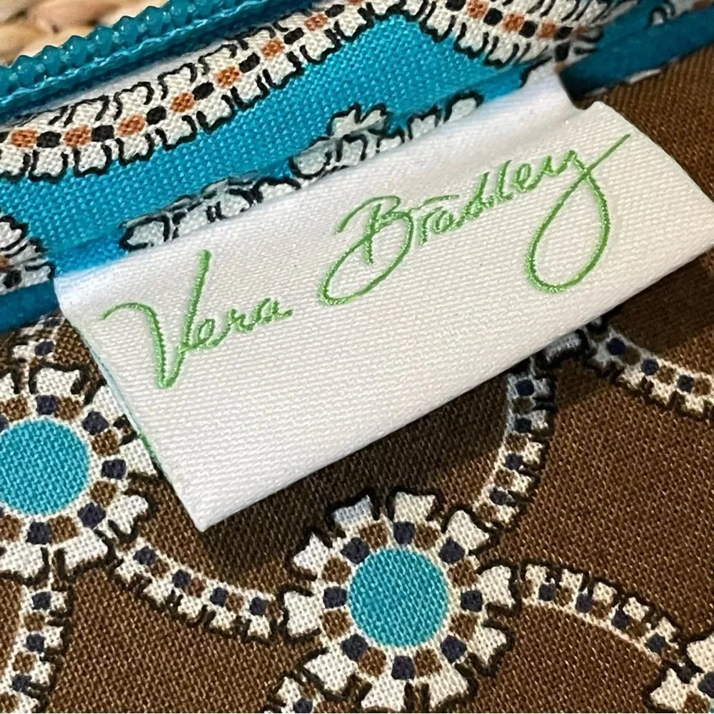 Vera Bradley Paisley Diamond Quilted 100% Cotton Laptop Bag Blue Cream Tan